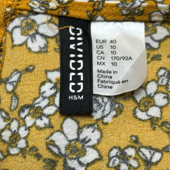 Super Cute Divided by H&M Mustard Floral Sleeveless Dress US Size 10, Side Ties - Picture 2 of 8